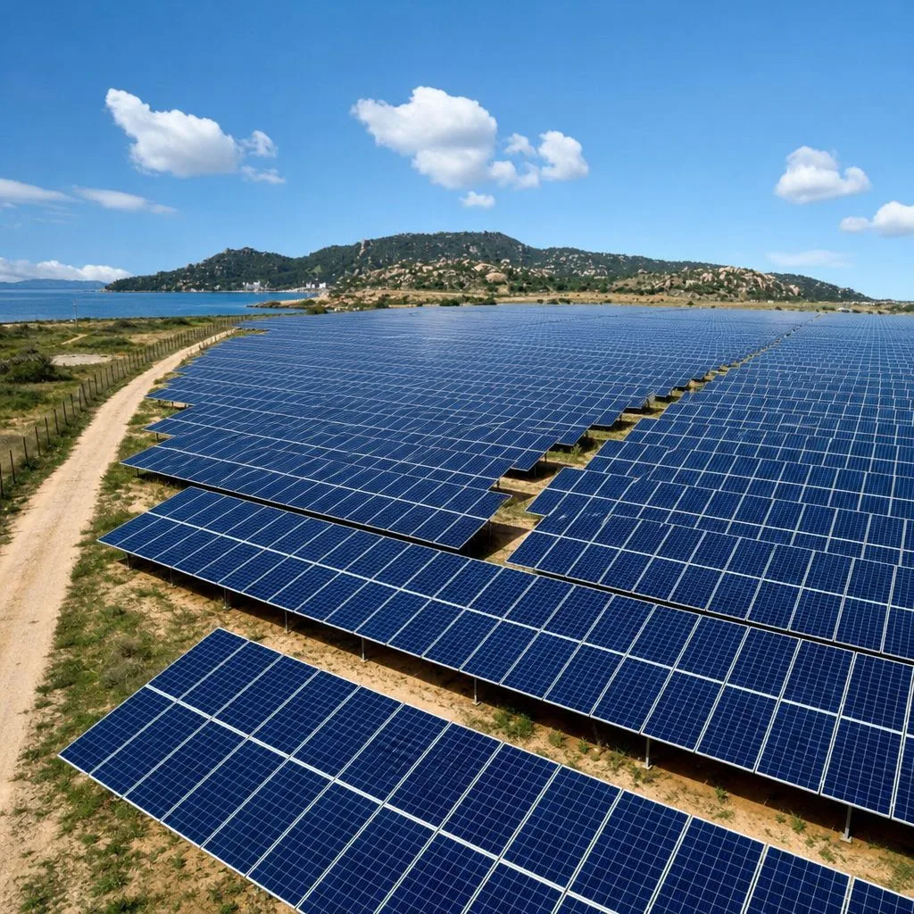 Parque solar fotovoltaico con numerosas filas de placas solares en la provincia de Alicante